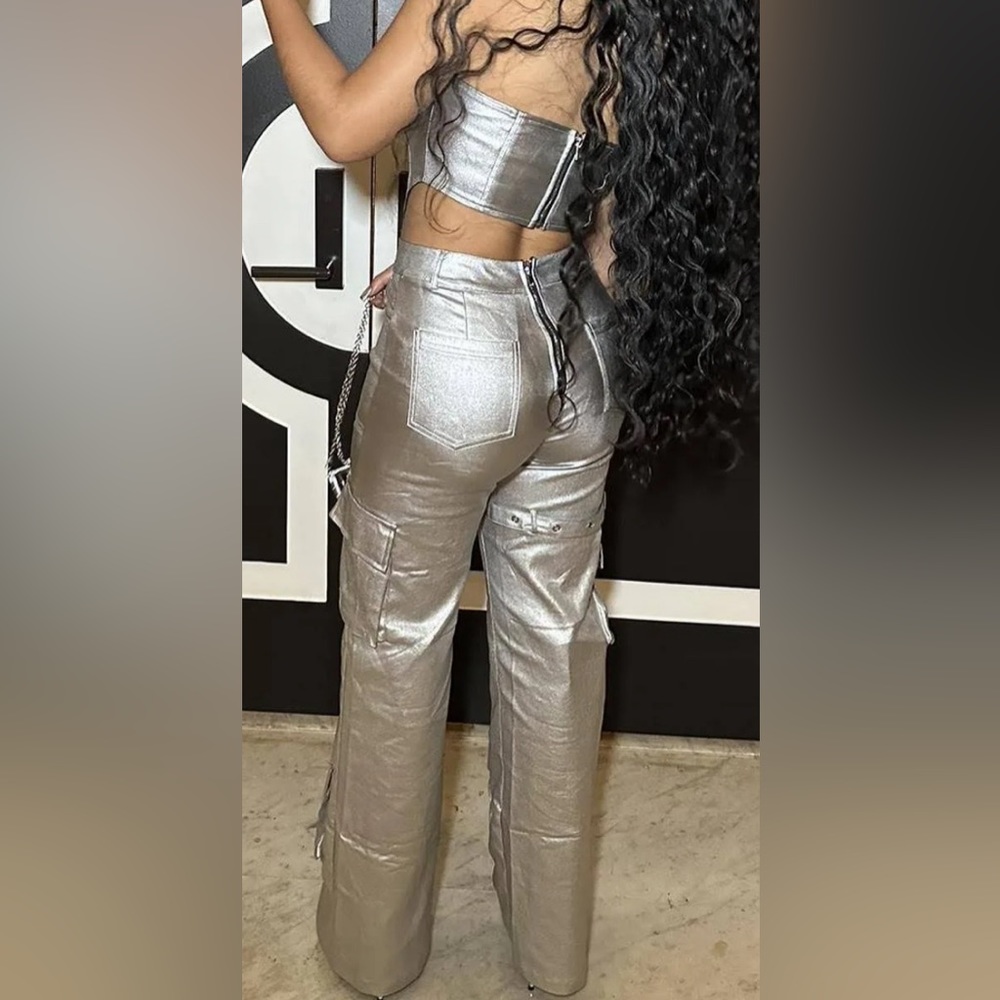 Women's Party Jumpsuit - Silver - S